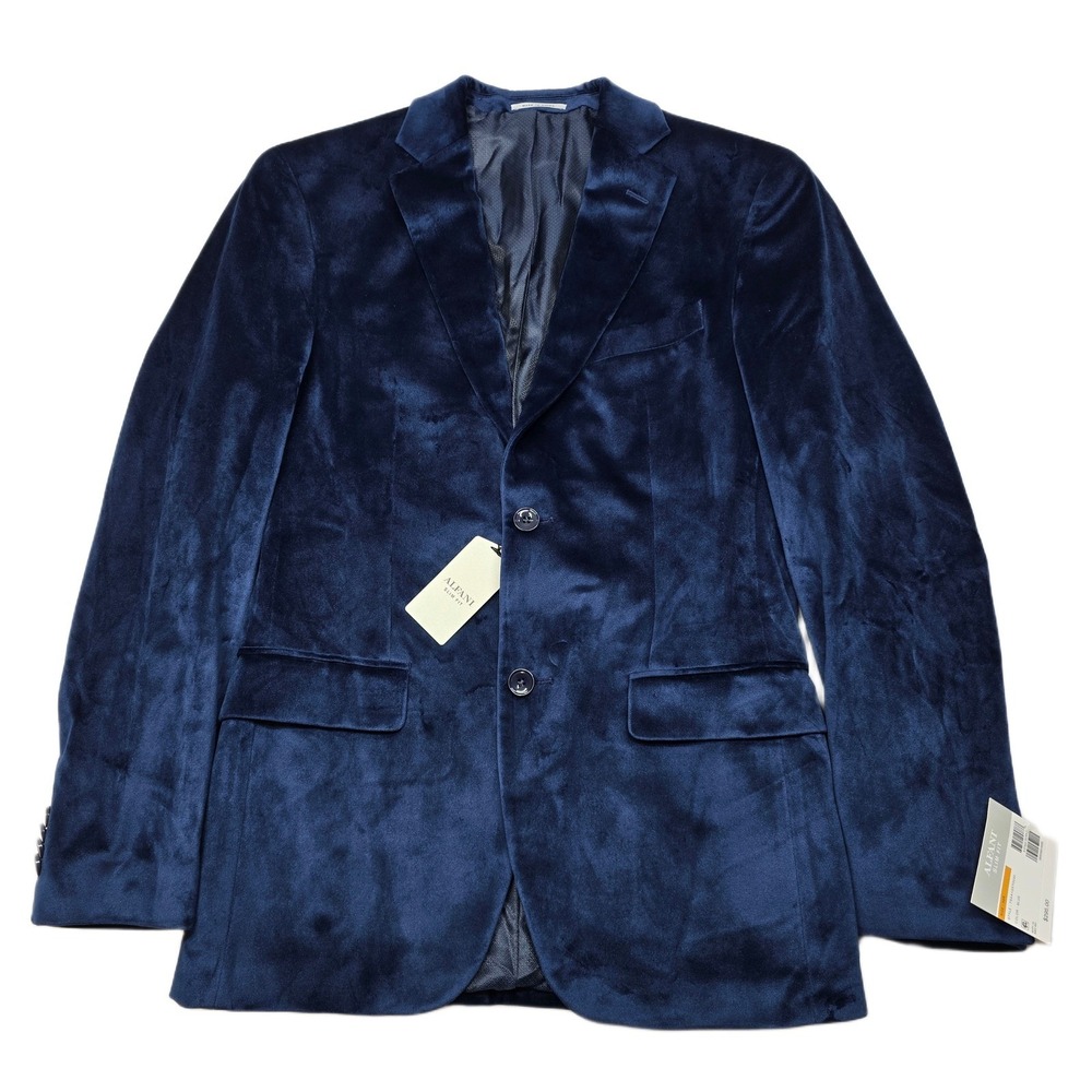Alfani Slim Fit Velvet Sport Coat Mens 36R 36 Navy Blue‎ NEW